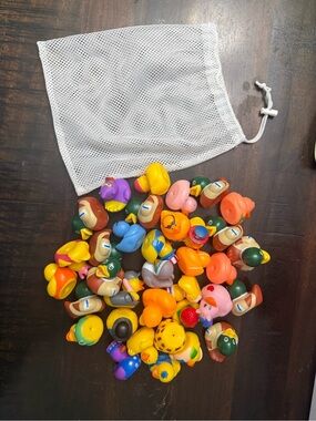 Assorted Colorful Duck Toy Set with Mesh Storage Bag